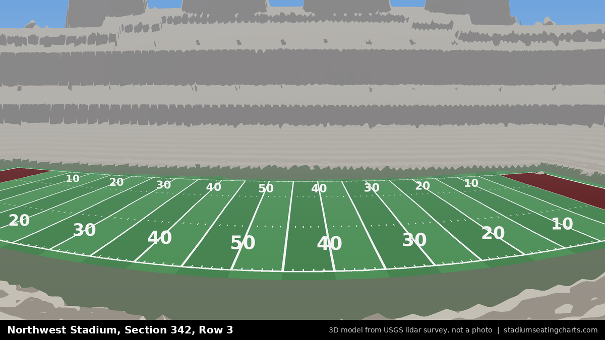 View from Northwest Stadium Section 342, Row 3, looking toward the field