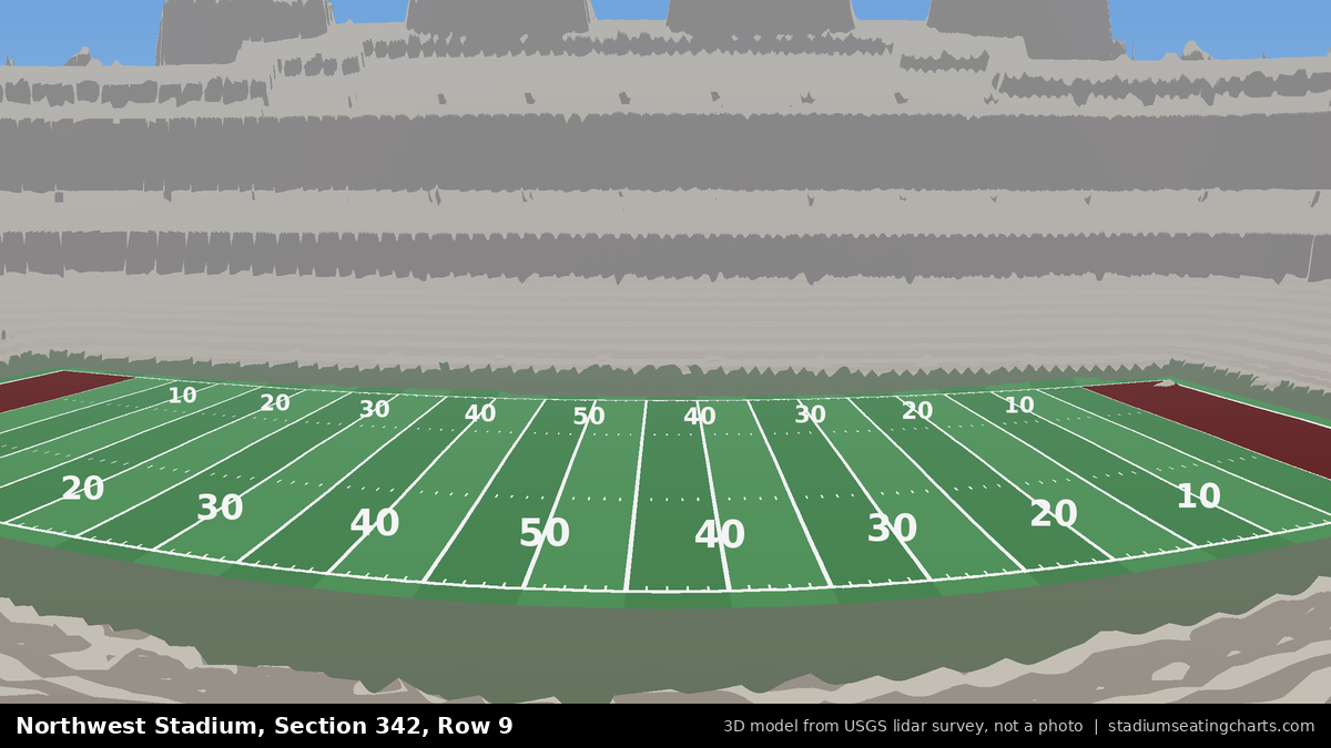 View from Northwest Stadium Section 342, Row 9, looking toward the field