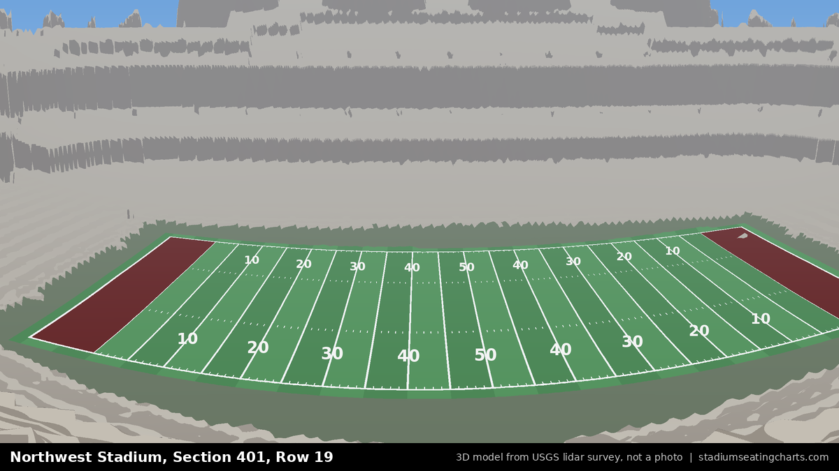 View from Northwest Stadium Section 401, Row 19, looking toward the field