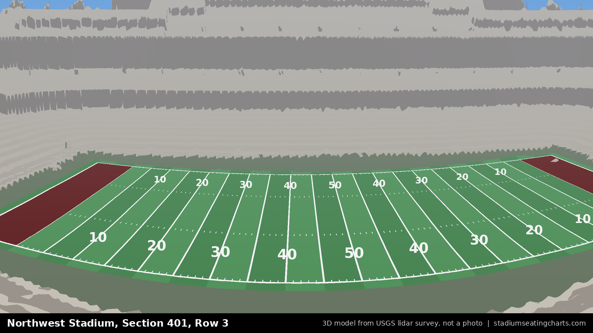 View from Northwest Stadium Section 401, Row 3, looking toward the field