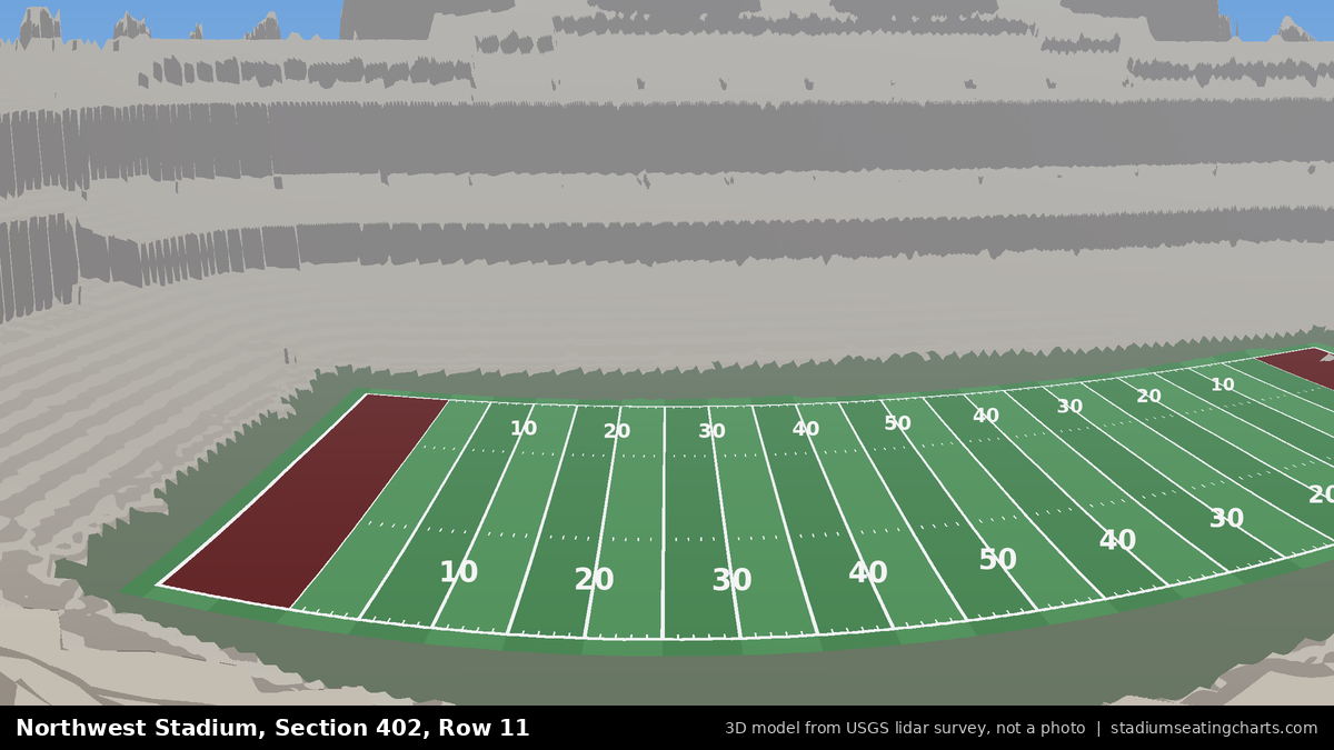 View from Northwest Stadium Section 402, Row 11, looking toward the field