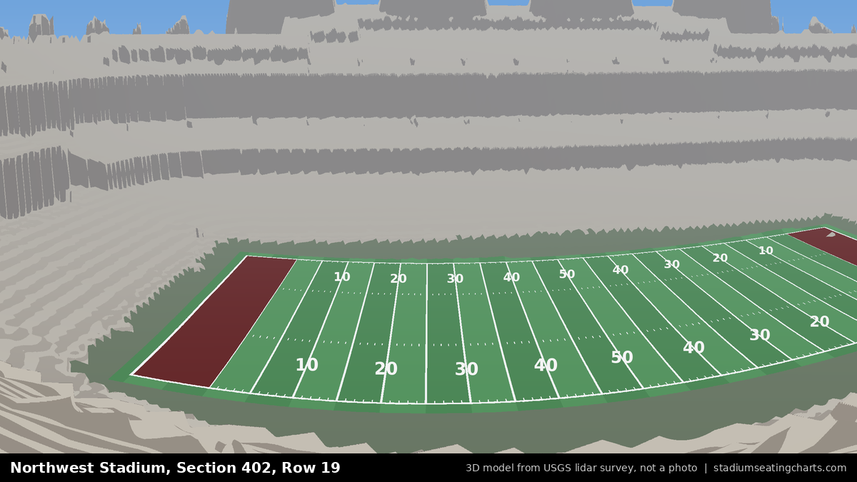 View from Northwest Stadium Section 402, Row 19, looking toward the field