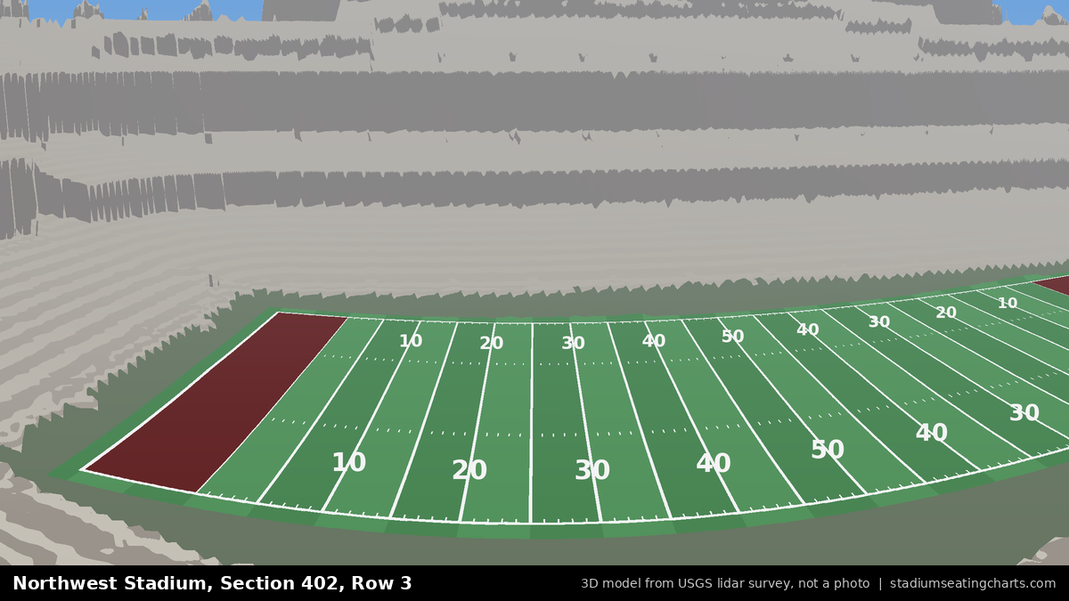 View from Northwest Stadium Section 402, Row 3, looking toward the field