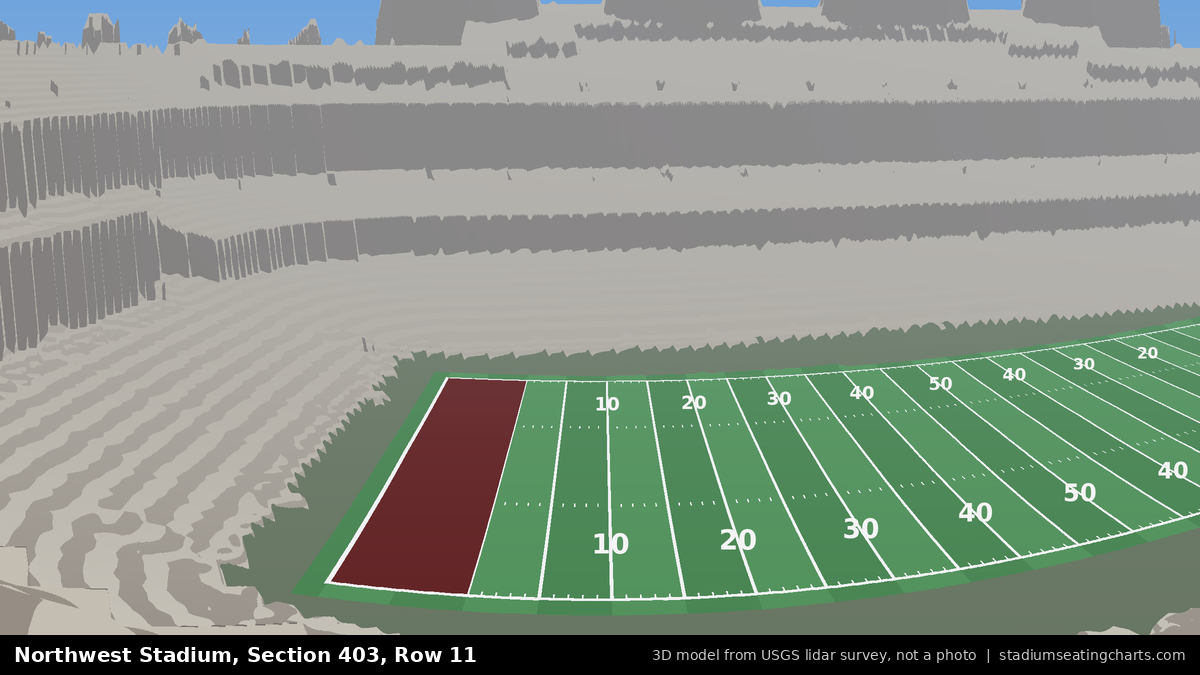 View from Northwest Stadium Section 403, Row 11, looking toward the field