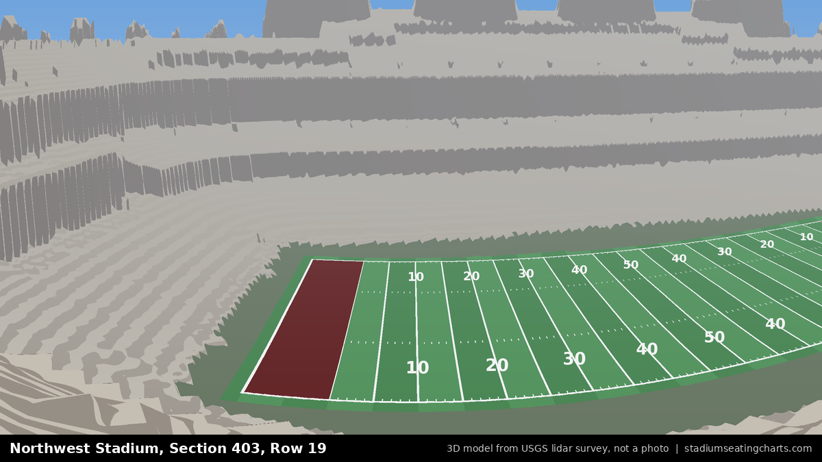 View from Northwest Stadium Section 403, Row 19, looking toward the field
