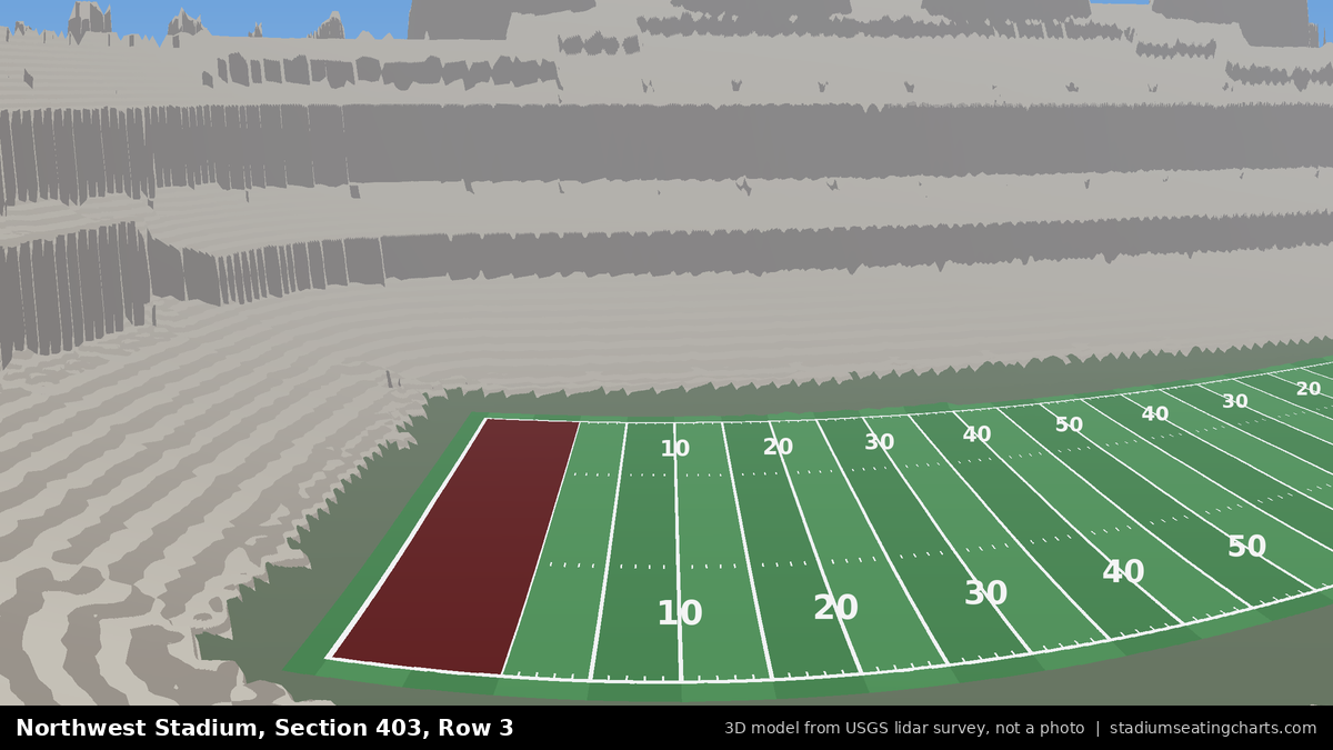 View from Northwest Stadium Section 403, Row 3, looking toward the field