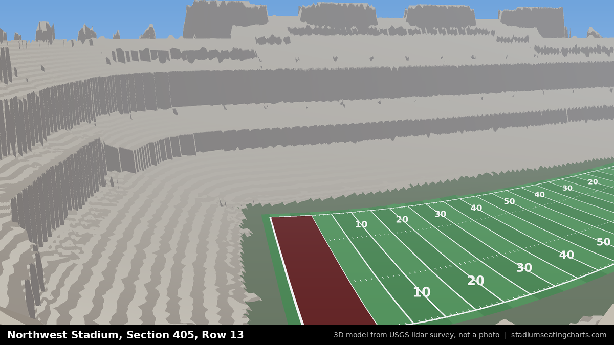 View from Northwest Stadium Section 405, Row 13, looking toward the field