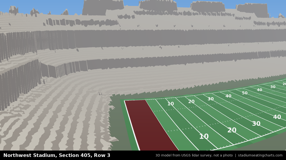 View from Northwest Stadium Section 405, Row 3, looking toward the field