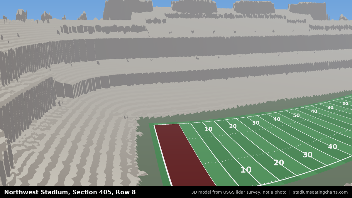 View from Northwest Stadium Section 405, Row 8, looking toward the field
