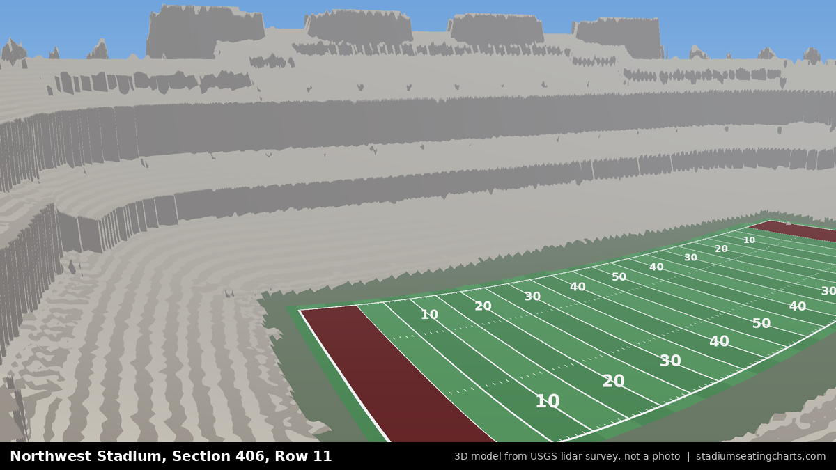 View from Northwest Stadium Section 406, Row 11, looking toward the field