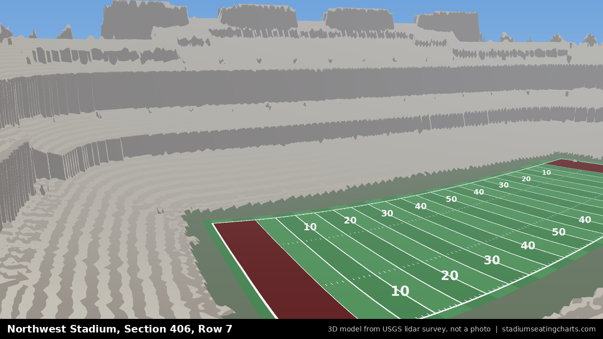 View from Northwest Stadium Section 406, Row 7, looking toward the field