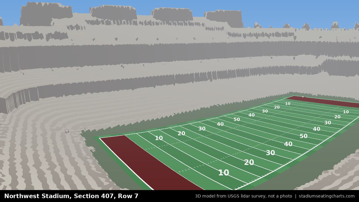 View from Northwest Stadium Section 407, Row 7, looking toward the field