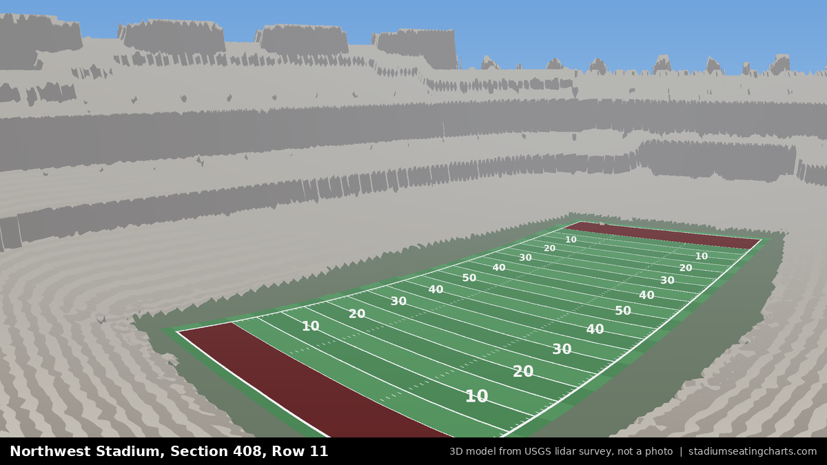 View from Northwest Stadium Section 408, Row 11, looking toward the field