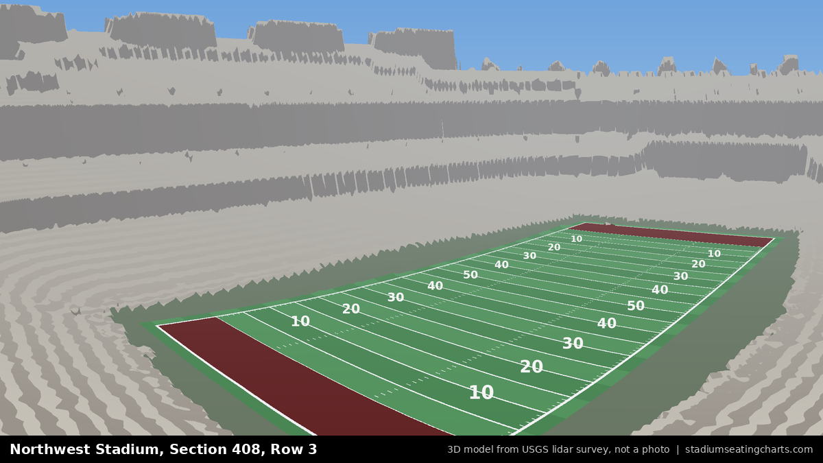 View from Northwest Stadium Section 408, Row 3, looking toward the field