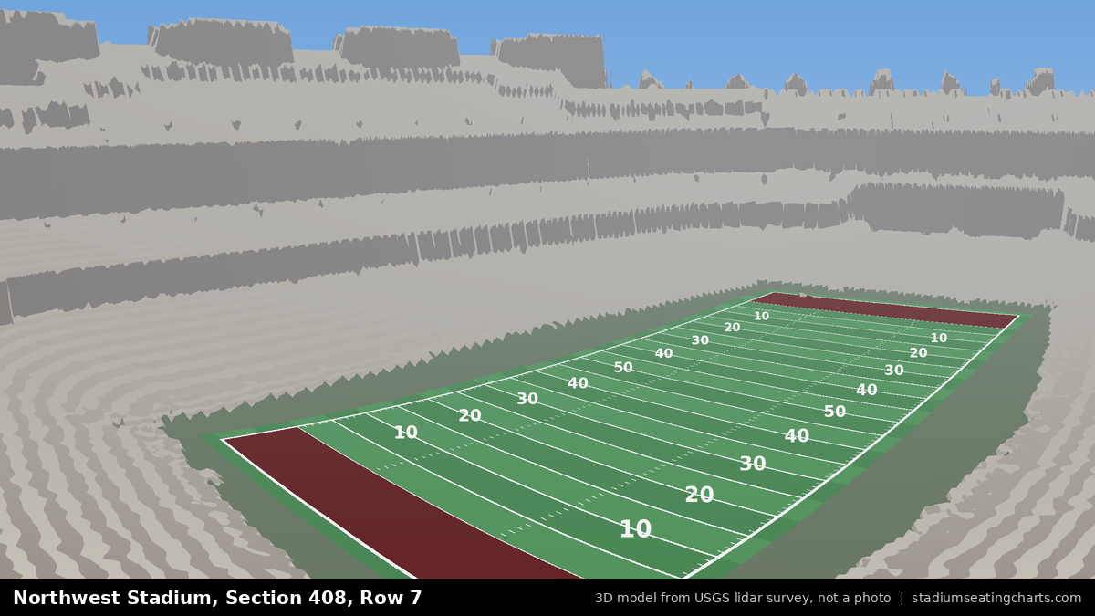 View from Northwest Stadium Section 408, Row 7, looking toward the field