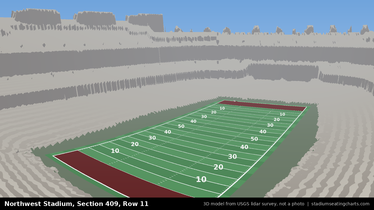 View from Northwest Stadium Section 409, Row 11, looking toward the field