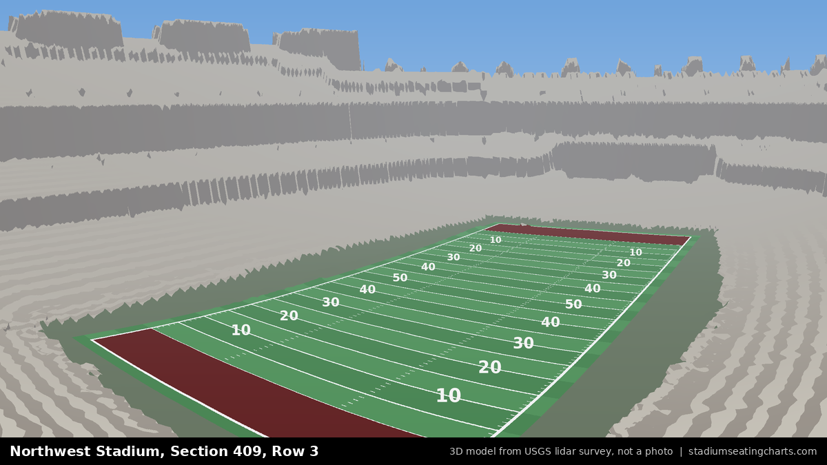 View from Northwest Stadium Section 409, Row 3, looking toward the field