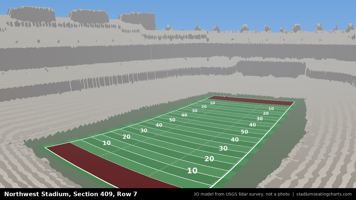 View from Northwest Stadium Section 409, Row 7, looking toward the field
