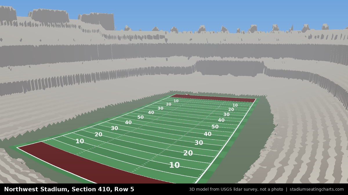View from Northwest Stadium Section 410, Row 5, looking toward the field