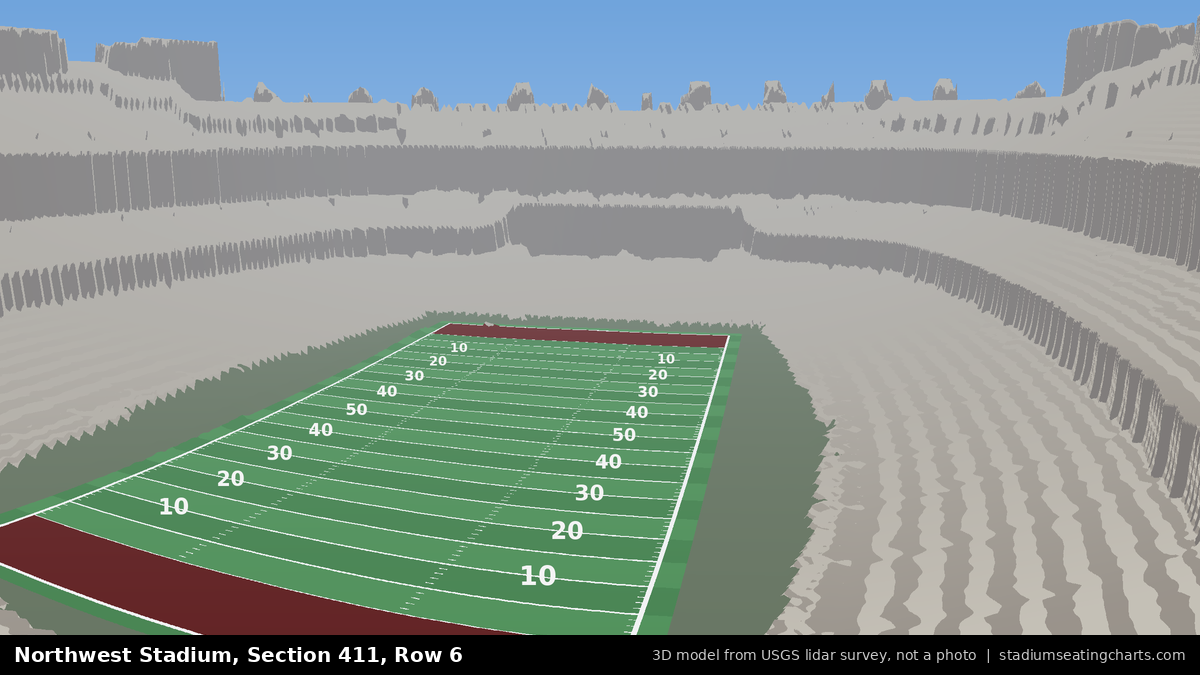 View from Northwest Stadium Section 411, Row 6, looking toward the field
