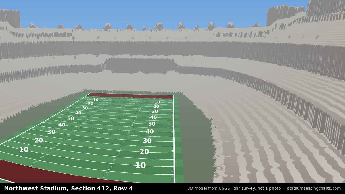 View from Northwest Stadium Section 412, Row 4, looking toward the field
