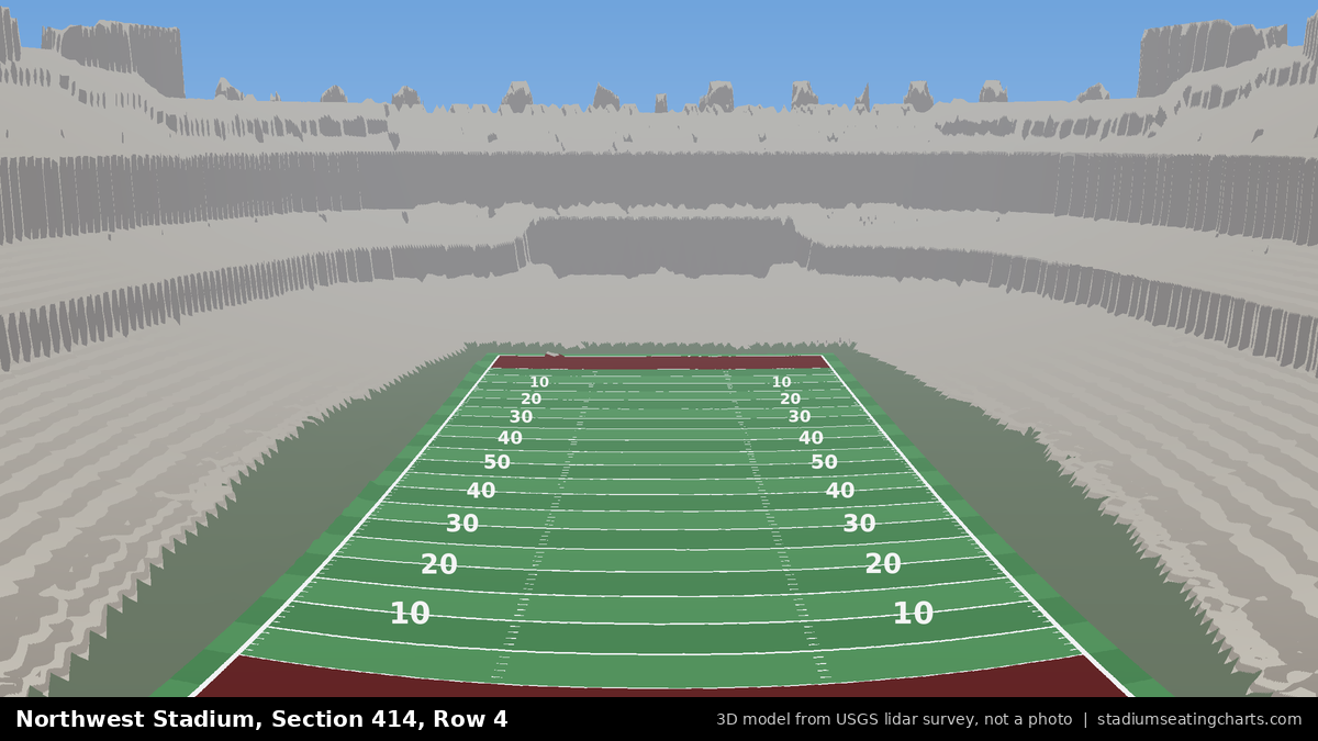 View from Northwest Stadium Section 414, Row 4, looking toward the field