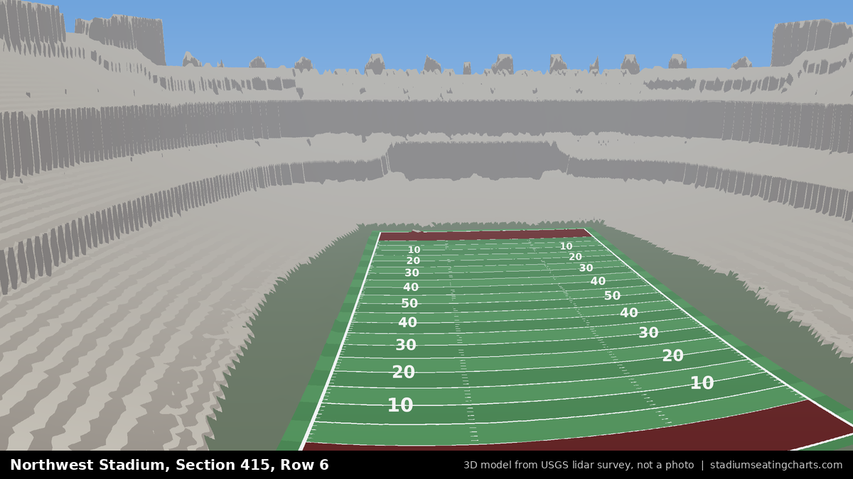 View from Northwest Stadium Section 415, Row 6, looking toward the field