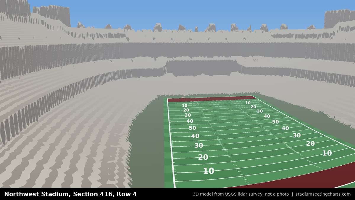 View from Northwest Stadium Section 416, Row 4, looking toward the field