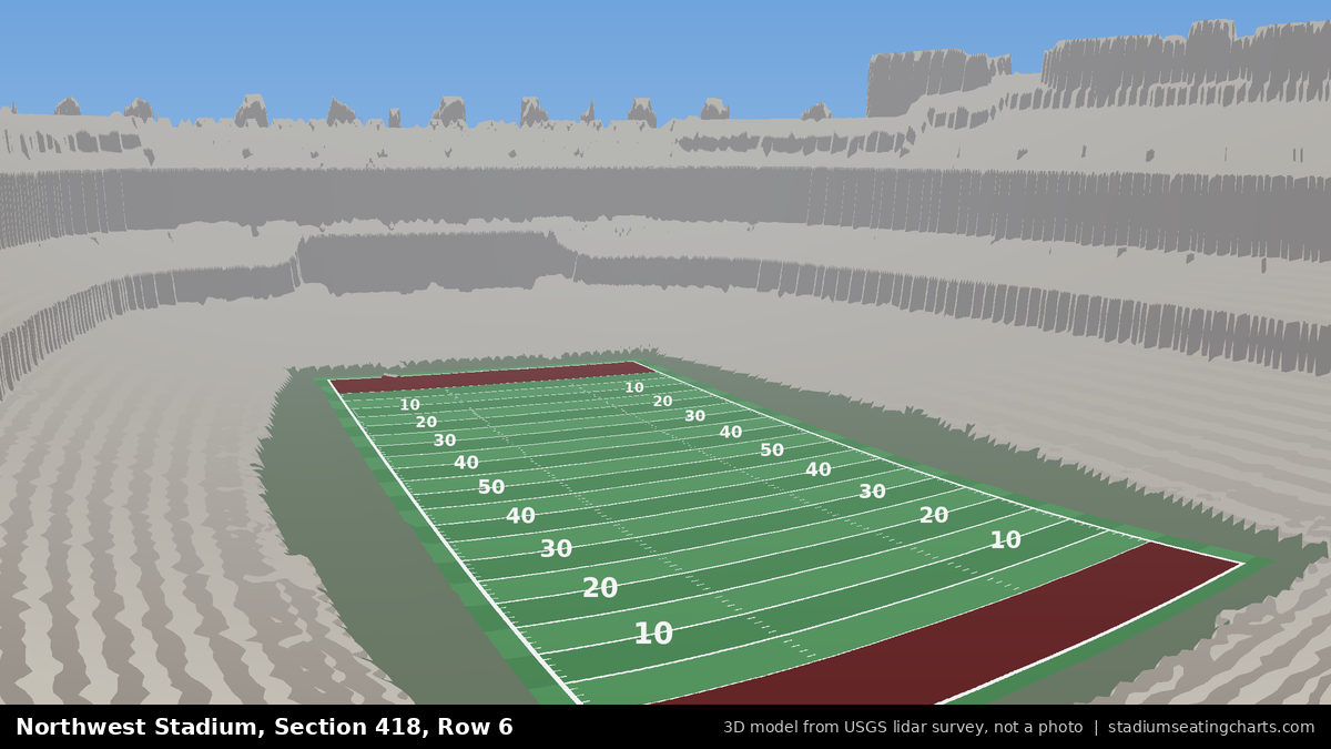 View from Northwest Stadium Section 418, Row 6, looking toward the field