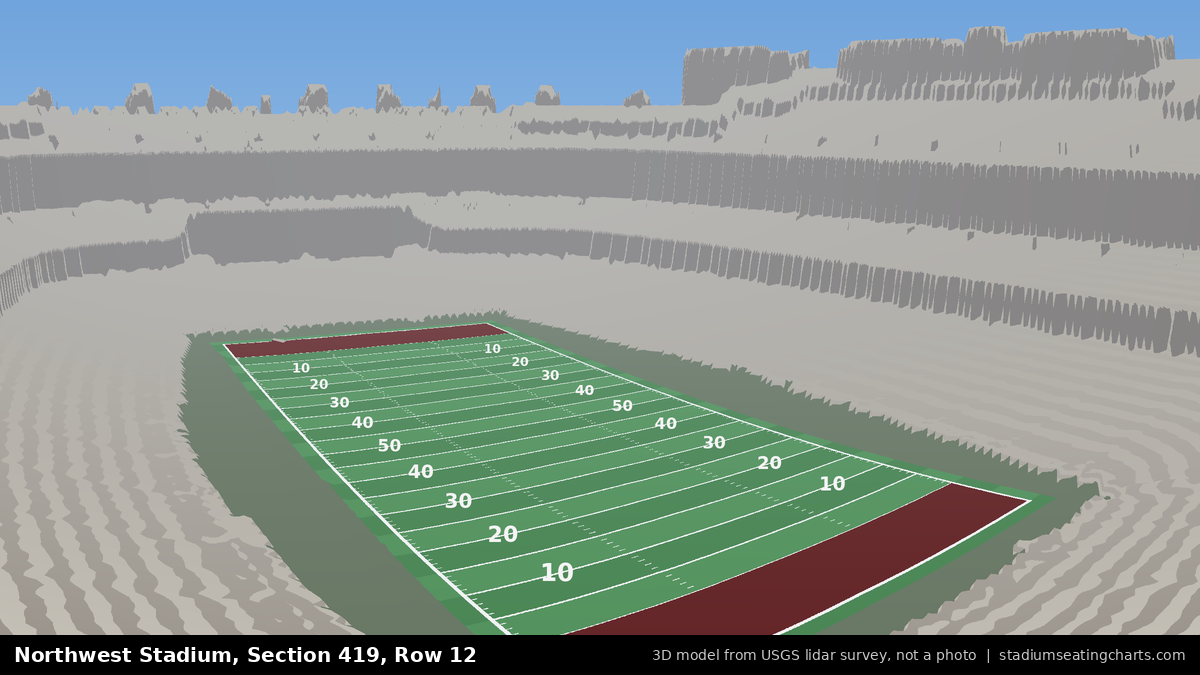 View from Northwest Stadium Section 419, Row 12, looking toward the field