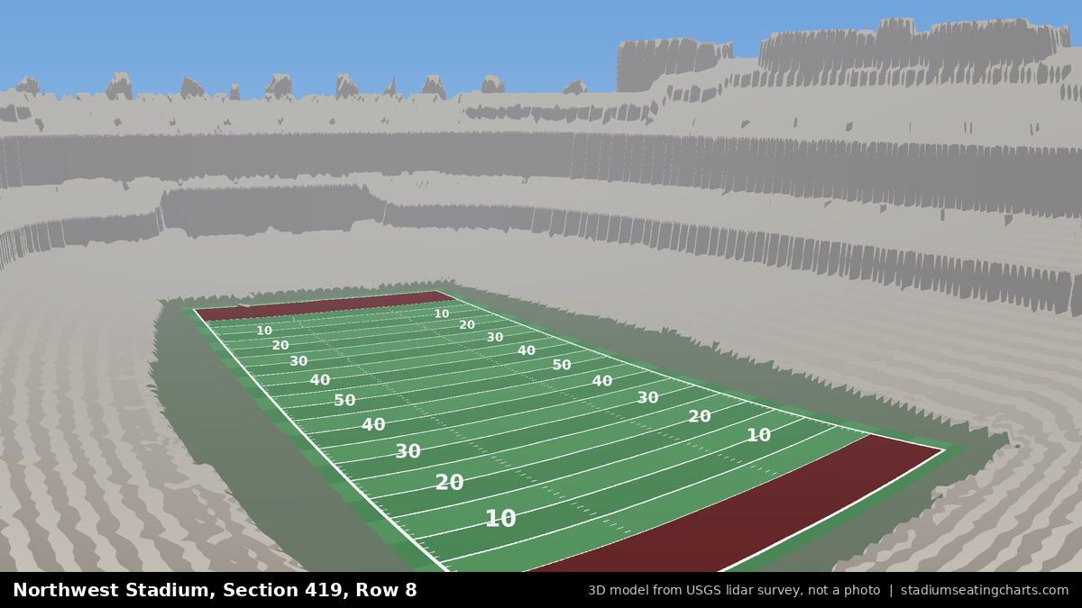 View from Northwest Stadium Section 419, Row 8, looking toward the field