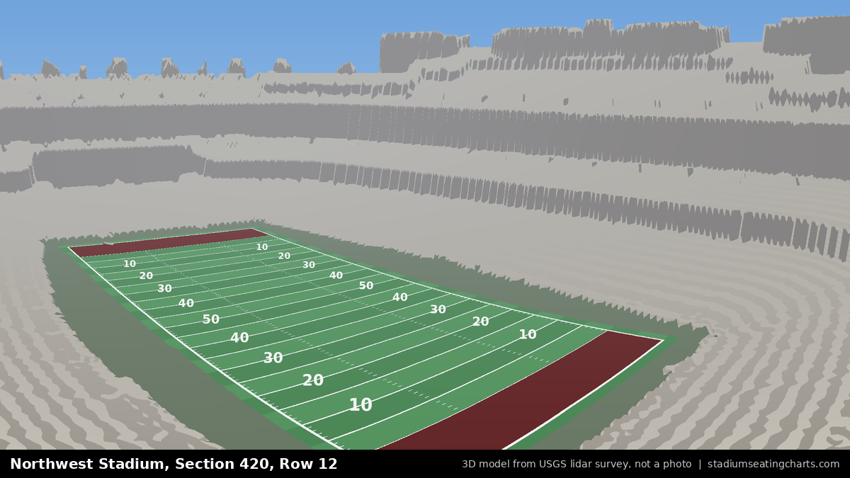View from Northwest Stadium Section 420, Row 12, looking toward the field