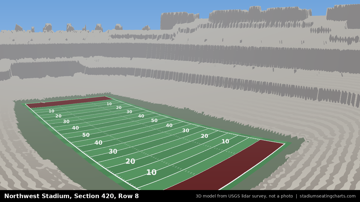 View from Northwest Stadium Section 420, Row 8, looking toward the field