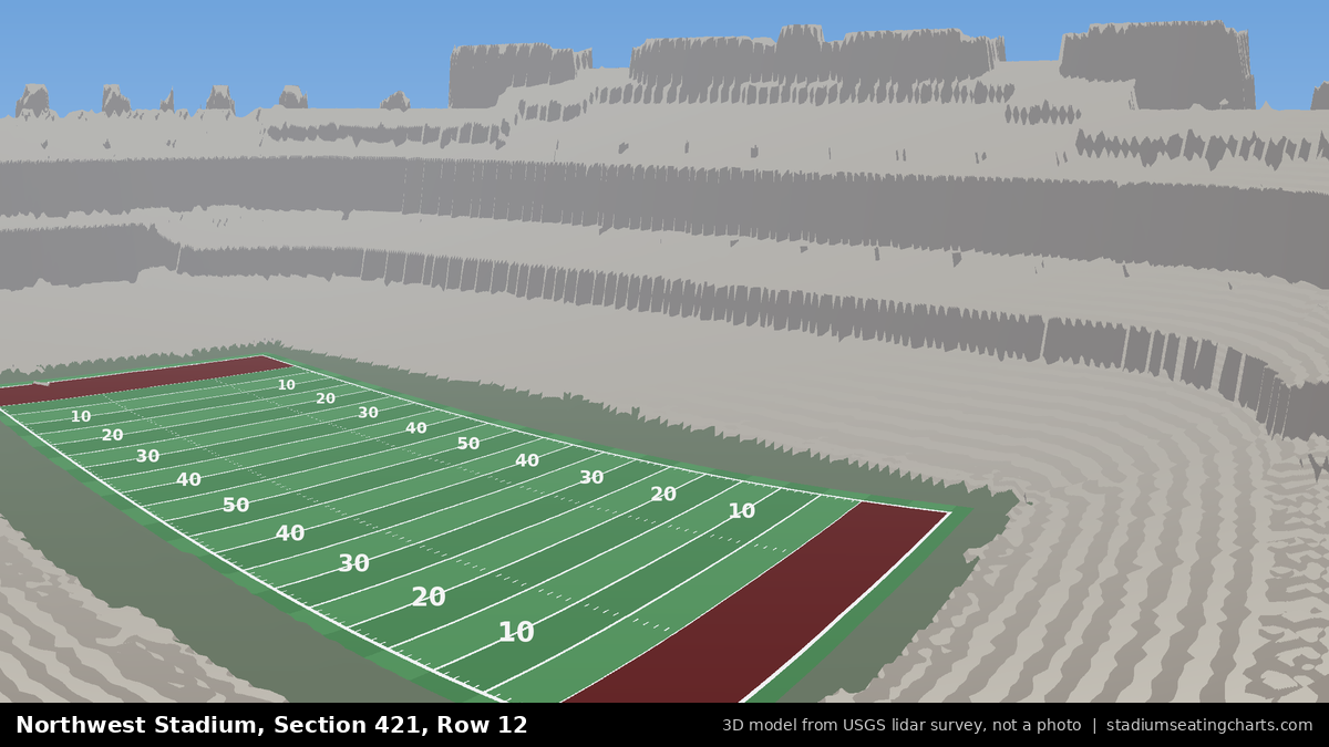 View from Northwest Stadium Section 421, Row 12, looking toward the field