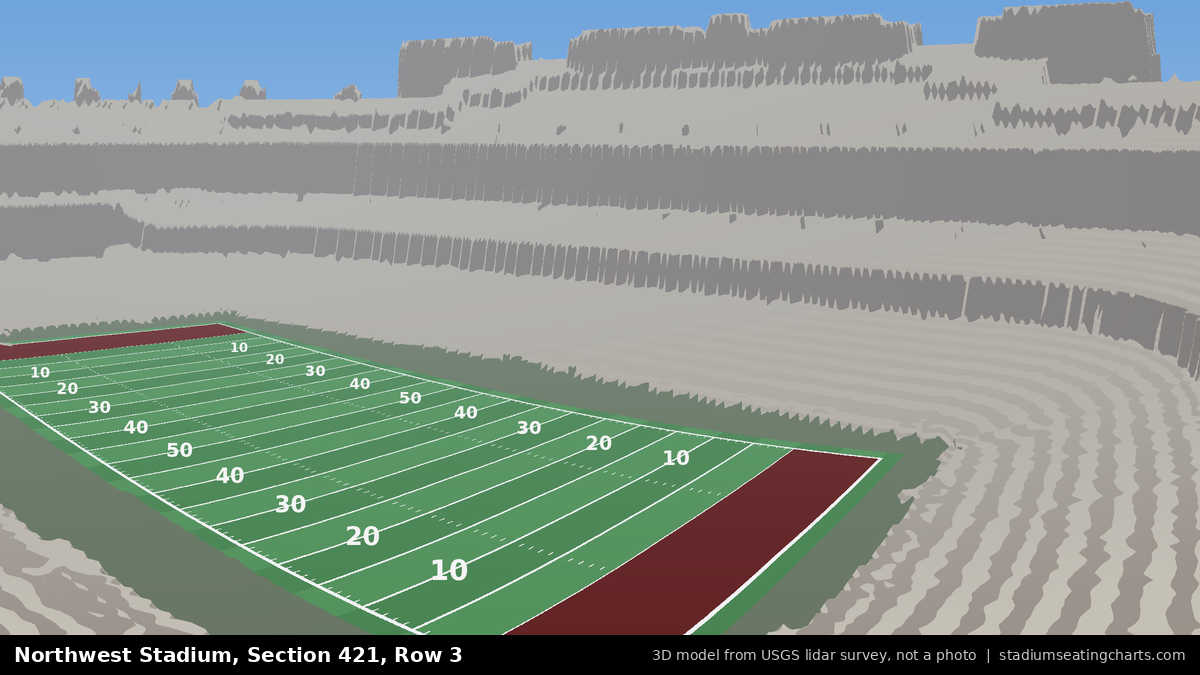 View from Northwest Stadium Section 421, Row 3, looking toward the field