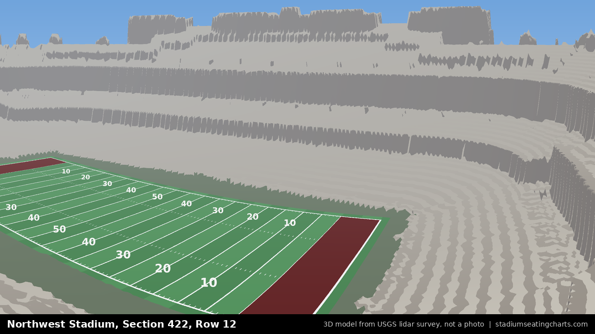 View from Northwest Stadium Section 422, Row 12, looking toward the field