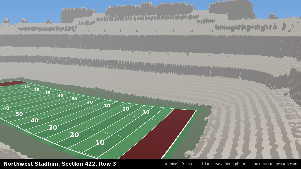 View from Northwest Stadium Section 422, Row 3, looking toward the field