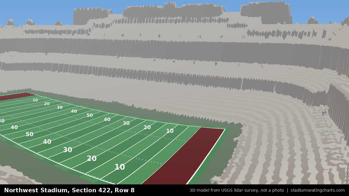 View from Northwest Stadium Section 422, Row 8, looking toward the field