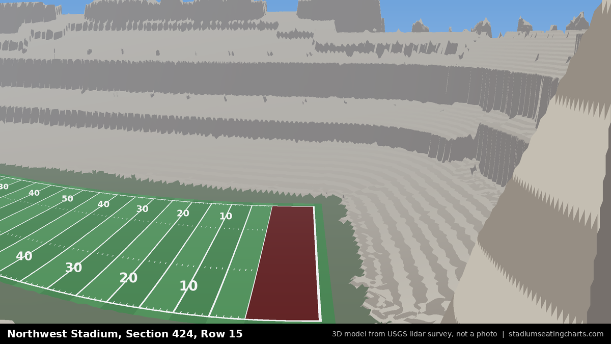 View from Northwest Stadium Section 424, Row 15, looking toward the field