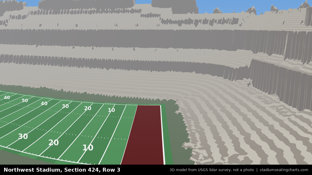 View from Northwest Stadium Section 424, Row 3, looking toward the field