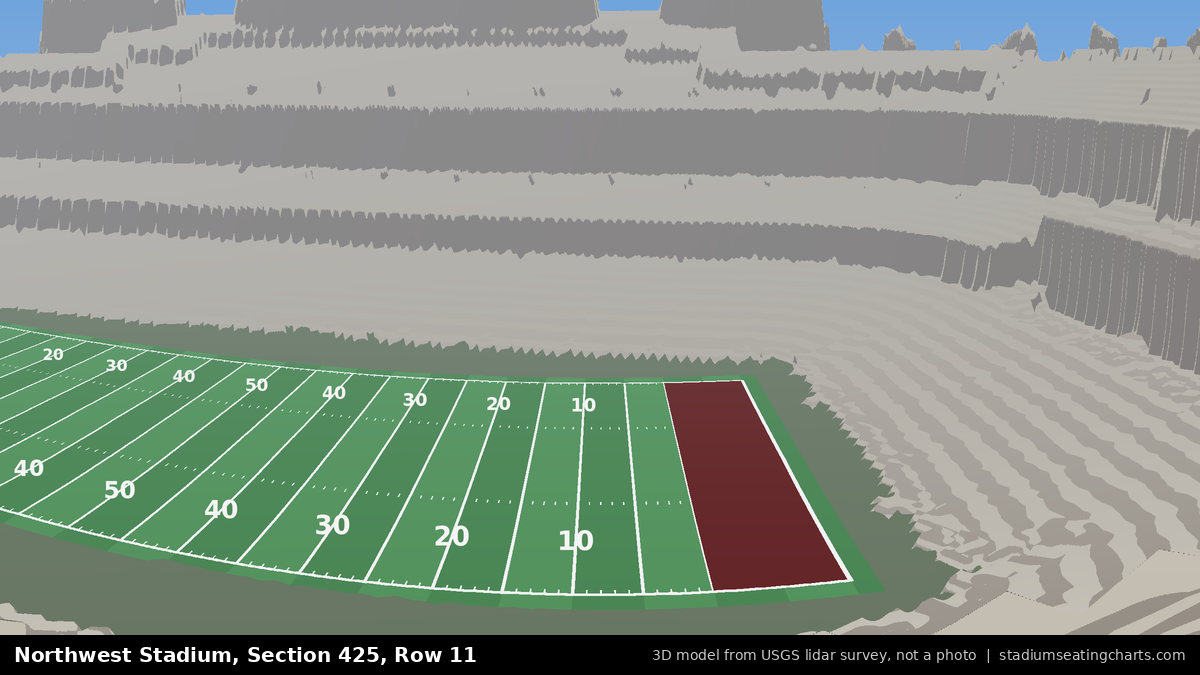 View from Northwest Stadium Section 425, Row 11, looking toward the field