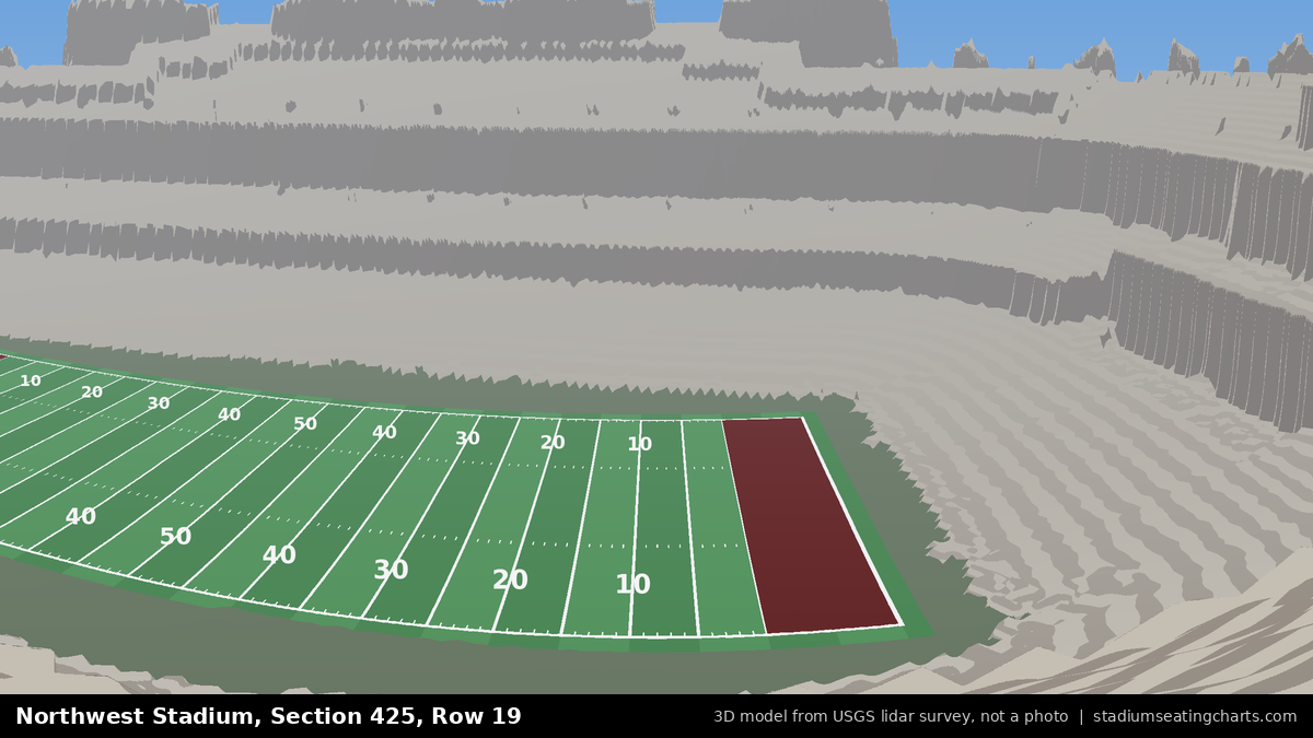 View from Northwest Stadium Section 425, Row 19, looking toward the field