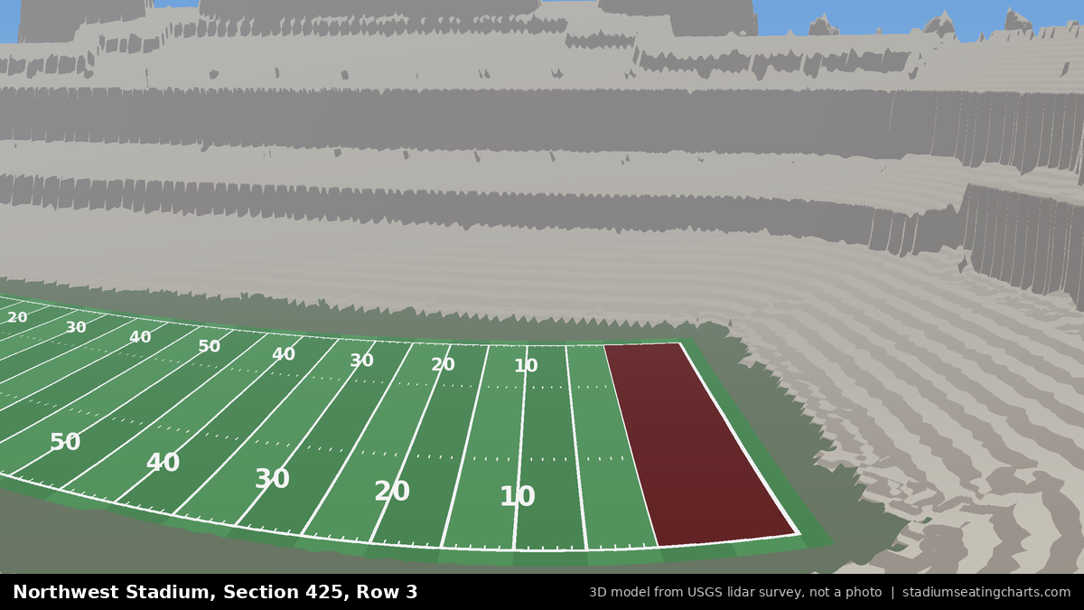 View from Northwest Stadium Section 425, Row 3, looking toward the field