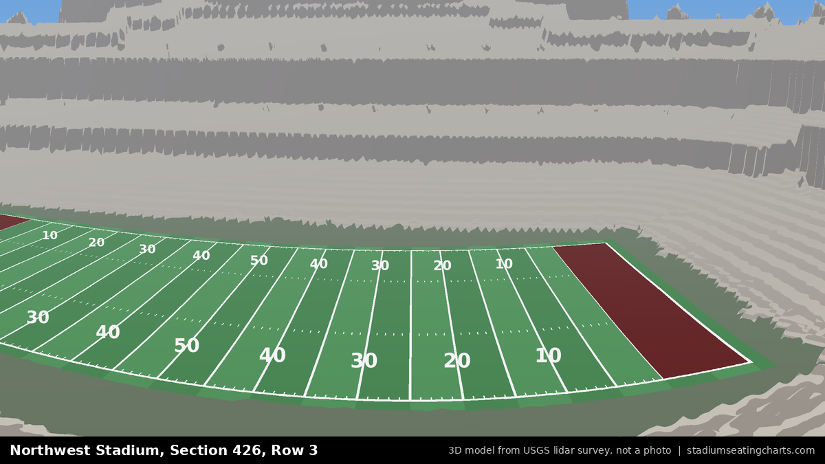 View from Northwest Stadium Section 426, Row 3, looking toward the field