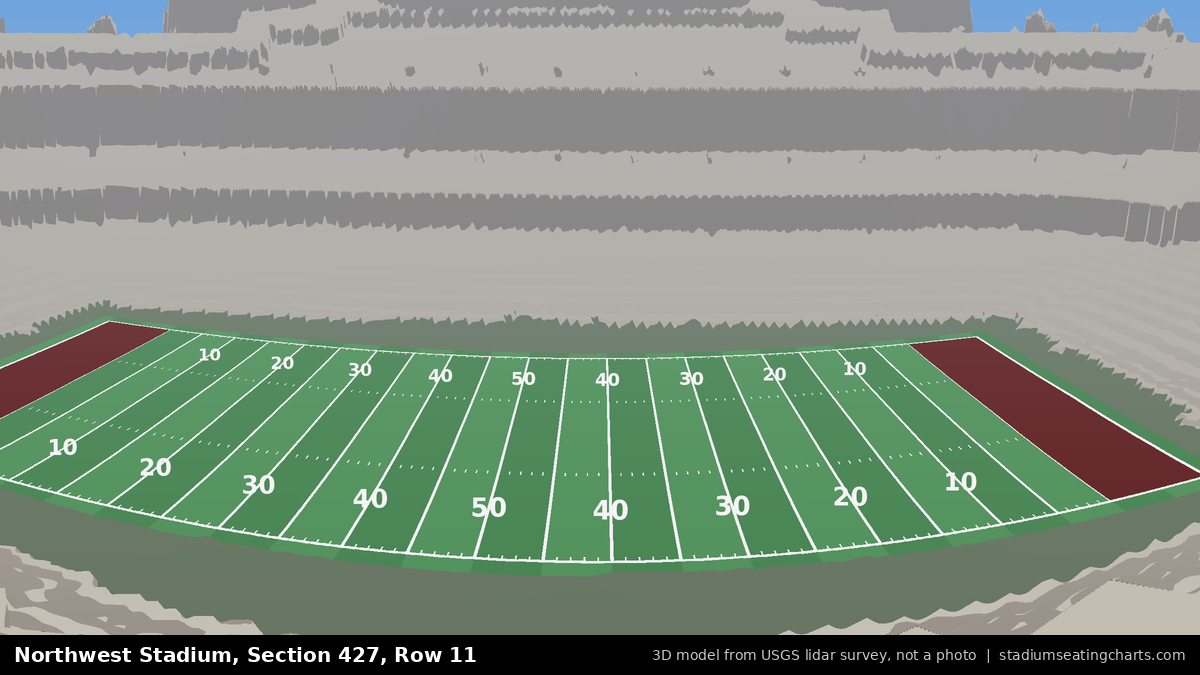 View from Northwest Stadium Section 427, Row 11, looking toward the field