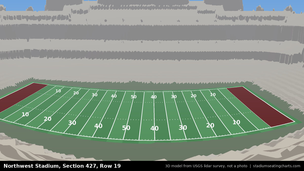 View from Northwest Stadium Section 427, Row 19, looking toward the field