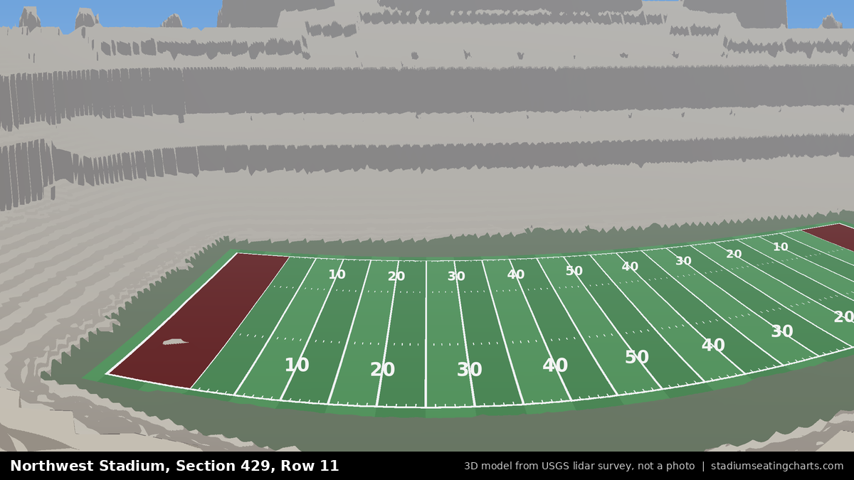 View from Northwest Stadium Section 429, Row 11, looking toward the field