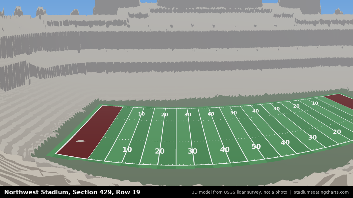 View from Northwest Stadium Section 429, Row 19, looking toward the field