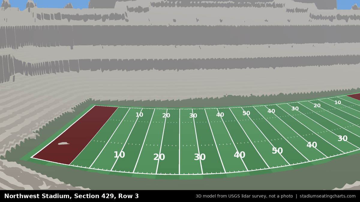 View from Northwest Stadium Section 429, Row 3, looking toward the field