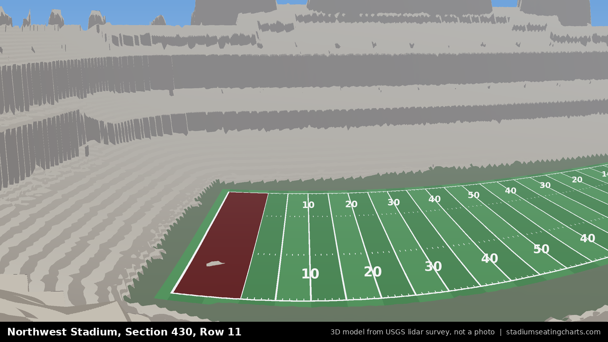 View from Northwest Stadium Section 430, Row 11, looking toward the field